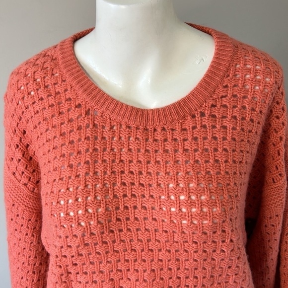 NAADAM Cashmere Wool Open Stitch Crewneck Sweater Coral Designer Sz S NEW - Picture 3 of 14
